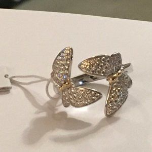 Ava Ro Sterling Silver Butterfly Ring w/ Crystals, size 6-8, brand new with tag.